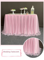 Nappes de table pour mariage, jupes de table, décorations de livre d'or, nappes de table pour fête d'anniversaire, tulle, bordures de table pour événement d'ouverture