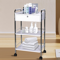 Chariot de spa moderne à 3 niveaux, robuste, avec tabouret de beauté personnalisé, pour salon de beauté, salle de sport, maison, bureau et salle de bain