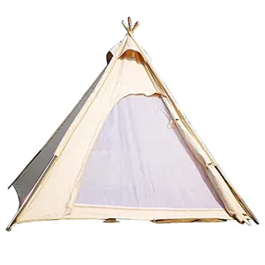 בית חיצוני קמפינג הודי עמיד למים Tipi פסטיבל לבן אוהל אוהל