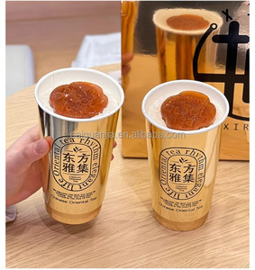 Gobelet en papier doré jetable à double épaisseur anti-chaleur, personnalisation commerciale - Product Image 6