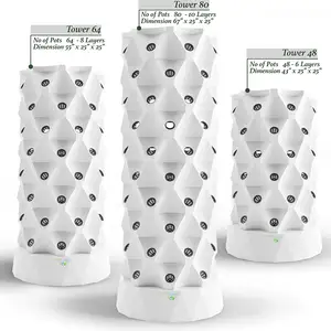 2022 Hydroponics Tower Grow System Growing Kit 6/8/10 Layers 48/64/80 Plants Site NFT Growing system Tower