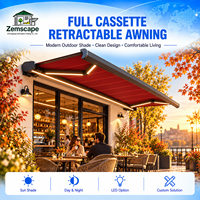Auvent rétractable de qualité supérieure à cassette complète, système de protection solaire motorisé à bras articulés en aluminium pour hôtel, café, patio, terrasse