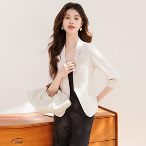 Women's Lightweight Three Quarter Sleeve Blazer Breathable Spring Summer Casual Elegant Fit - Product Image 2
