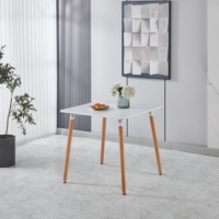 Table à manger en bois de vente en gros d'usine, plateau blanc, mobilier de salle à manger, table nordique, table carrée en bois