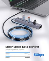 FORIDA HYD-9967H Aluminium USB 3.0 8-Port Ethernet Adapter Hub Kabel Panjang 3,9 kaki Daya 5V/3A |   Kompatibel dengan USB Extender (Cina)