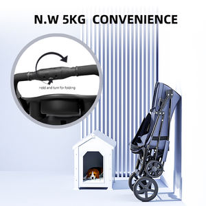 (जहाज के लिए तैयार) बिल्ली और कुत्ते के आउटडोर चलने के लिए एक हाथ आसान फोल्ड ट्रॉली का निर्माण - Product Image 3