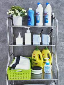 ชั้นวางของในห้องน้ำสแตนเลสสตีลทันสมัย สำหรับห้องครัว ห้องนอน ห้องนั่งเล่น ห้องน้ำ เครื่องซักผ้า จัดเก็บและจัดระเบียบ - Product Image 4