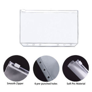 A5 Mattierte PVC-Klarsicht-Budgetmappe 6-Loch Geldtasche Dokumentenorganizer Reißverschluss-Ordner Umschlagtasche Plastik-Einstecktaschen - Product Image 2