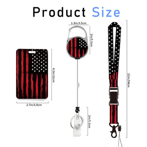 Porte-carte d'accès transfrontalier avec drapeau national rouge et noir, boucle rétractable, clip de fixation amovible pour employé, système de tirage facile - Product Image 2