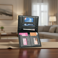 Porte-documents en cuir PU personnalisé avec bouton décoratif, couverture imperméable pour permis de conduire, carte de crédit