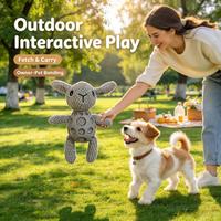 Jouet pour chien en peluche et TPR gris, jouet interactif qui couine pour les chiens de petite et moyenne taille