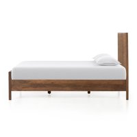 Lit plateforme moderne en rotin de luxe léger, cadre de lit en bois avec panneaux en cannage, mobilier de chambre à coucher, lit double en bois massif durable