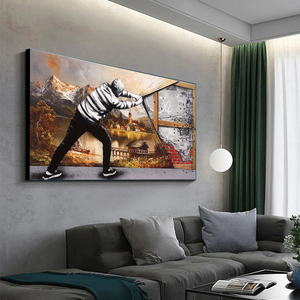 <span class=keywords><strong>Banksy</strong></span> Pop-grafiti callejero para decoración del hogar, arte de pared de lona, imágenes y carteles, pintura en lienzo - Product Image 4