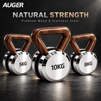 Kettlebell AUGER de luxe en acier inoxydable avec poignée en bois de noyer, équipement de fitness personnalisé pour la maison, OEM ODMAUGER