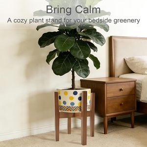 Support de plante réglable <span class=keywords><strong>en</strong></span> <span class=keywords><strong>bambou</strong></span> naturel pour pots d'intérieur de 8 à 12 pouces, style mi-siècle, assemblage simple, finition vernie - Product Image 6