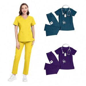 Conjunto de Uniformes Médicos de Pierna Recta con Logotipo Personalizado al por Mayor, Más Vendido, Elástico en 4 Direcciones, Transpirable, para Enfermeras y Salones de Belleza - Product Image 1