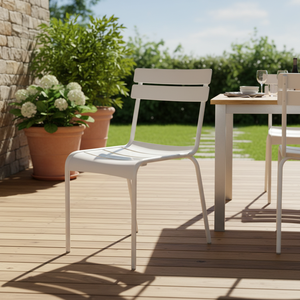 Sedia da pranzo moderna in metallo bianco per esterni - Product Image 2