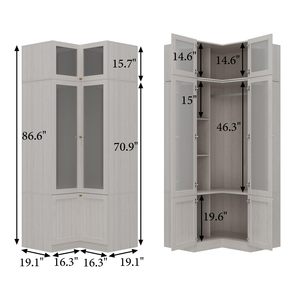Armario Esquinero Moderno de Dos Puertas SENYU con Perchero, Muebles Económicos Personalizados para Dormitorio, Armario para Guardar Ropa - Product Image 3