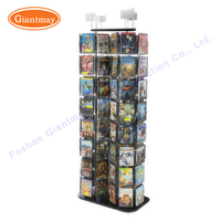 Vente en gros de présentoir à catalogue à double colonne avec support rotatif pour CD et DVD en métal pour magasin de détail