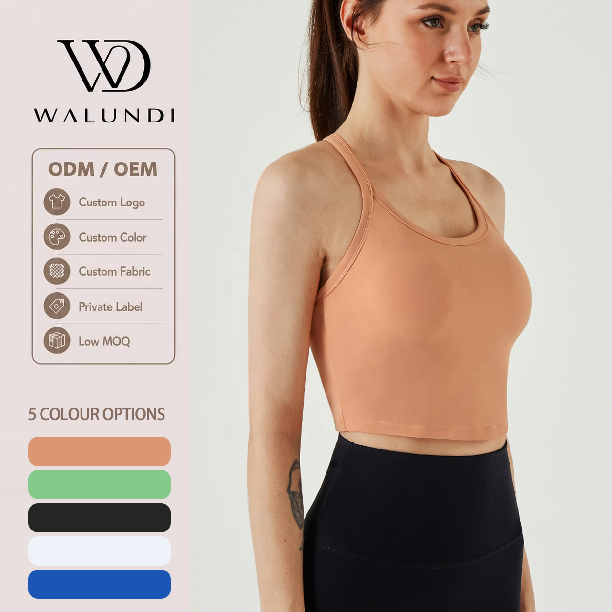 High Quality Breathable Spandex/Nylon Sports Bra Women Shockproof Racer Back Bra High Intensity Fitness Yoga Tank Top