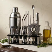 Ensemble de shakers à cocktails en acier inoxydable durable avec logo personnalisé, 12 pièces, kit d'outils de bar, support en acrylique, mélangeur pour barman à domicile, accessoires de bar