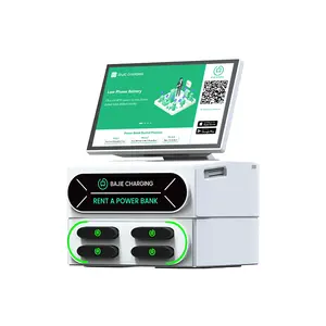 4 Slots Digital Touch-screen Integrated Stackable Portable Power Bank Sharing Phone Fast Charging Rental Station Kiosk Vending