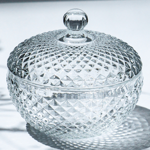 Luxuriöser Transparenter Runder Glas-Kristall Schmuckaufbewahrungsbehälter Lebensmittel-Aufbewahrungsbehälter Gewürz- und Obstglas Bonboniere Kerzenhalter - Product Image 2