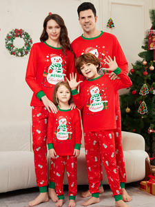 Wholesale Elegant Family <strong>Christmas</strong> <strong>Pyjamas</strong> Set Print Long Sleeve Top Trousers Matching Soft Breathable Knitted Pajamas - Product Image 4