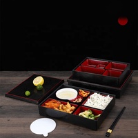 Boîte en plastique laquée, récipient alimentaire, compartiment, boîte à lunch, boîte à sushi, boîte bento