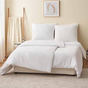 Vente directe usine Yintex OEM ODM – Ensemble de literie 4 pièces blanc uni avec housse de <span class=keywords><strong>couette</strong></span>, taies d'oreiller, fermeture éclair, infroissable, toutes saisons, certifié Oeko-Tex - Product Image 1