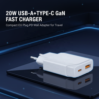 Cargador de Pared USB-A Tipo-C Ultrafino HNT OEM/ODM PD de 20 W, Adaptador de Corriente Portátil de Carga Rápida para MacBook y Samsung con Enchufe Europeo