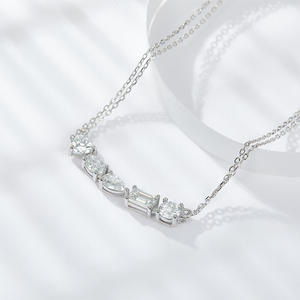 Collier pendentif en moissanite, bijoux minimalistes en argent pur, simples et de haute qualité, tendance - Product Image 3