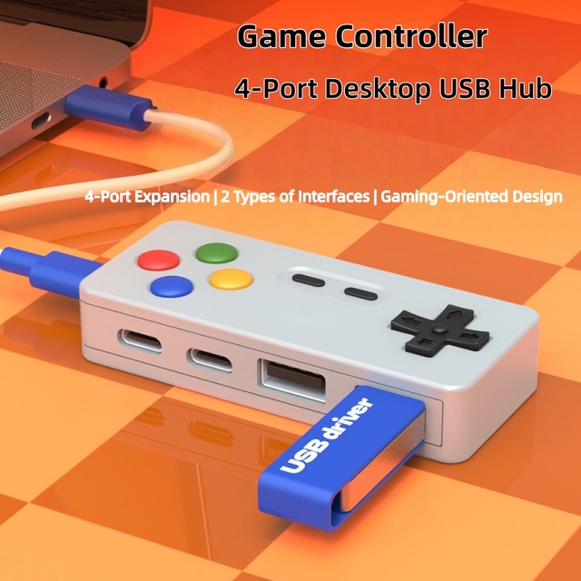 WFYEAR Custom LOGO Desktop Game Console 4 Port USB 2.0 Hub High Speed Data Transfer PC Docking Station Mini Type C Stock