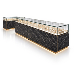 Vitrina de Joyería de Lujo Moderna Modelo 5632 de Decors, con Tapa de Cristal, Base de Mármol Oscuro, Forma Rectangular, Hecha en Estambul - Product Image 1
