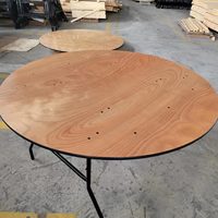 Table Ronde Pliante Moderne pour Hôtel, Vente en Gros, Prix Abordable, Plateau en Contreplaqué, Structure Métallique Robuste pour Utilisation Extérieure