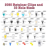 Kit de 2080 pièces de clips de fixation en plastique assortis pour garnitures de panneaux de porte de voiture, 33 tailles, outils à main