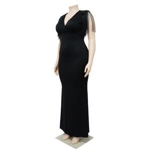 Robes de soirée élégantes pour femmes grandes tailles 2025 – Meilleures ventes – Col en V, manches longues à franges, robe longue maxi pour femmes - Product Image 6