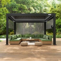 Pergola de jardin intelligente en aluminium avec capteur de pluie, économique, étanche, écologique, à lames orientables électriques, pour jardin, extérieur, balcon