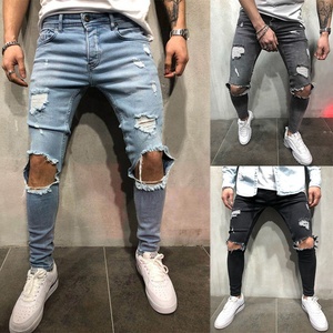 Jeans Ajustados Desgastados para Hombre, Talla Grande, Blancos, Elásticos, Pantalones Ajustados Urbanos de Mezclilla, Pantalones de Lápiz, Jeans Rotos - Product Image 6