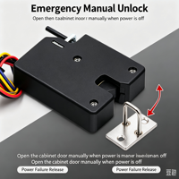 Serrure électrique ABS DC5V 12V 24V avec retour de signal et déverrouillage manuel d'urgence pour armoire, casier à colis, distributeur automatique