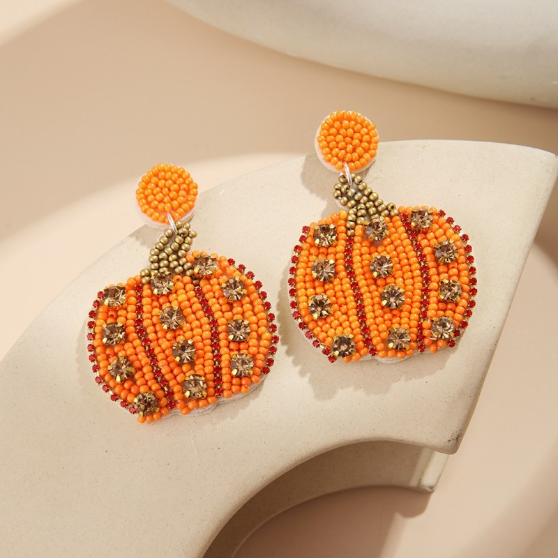 Orecchini A Perno Halloween A Forma Di Zucca – Acrilico Arancione, Unisex, Accessori Festa Autunno