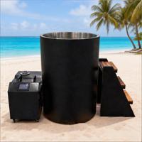 Baignoire Hydrotherapie Ronde Moderne de Luxe en Acier Inoxydable Premium, Autoportante, Fonctionnement Ultra-Silencieux pour Utilisation Extérieure, Salle de Bain et Salle de Sport