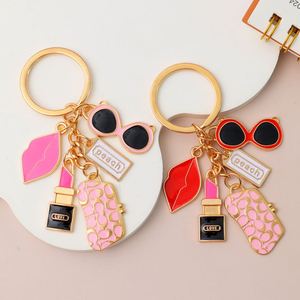 New Metal Lipstick Wallet Sunglasses Red Lip Pendant Keychain Fashionable Girl <b>Bag</b> Pendant Decoration <b>Gift</b> - Product Image 4