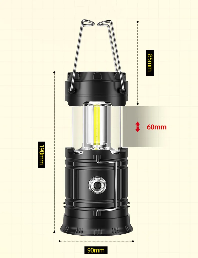 Linterna de Camping plegable y portátil NPOT, linterna Solar, linternas de carga para teléfono, linterna de Camping Led recargable por USB