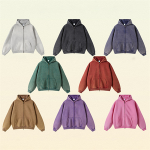 Sweat à capuche lourd Logo 3D Fabricants de vêtements Sérigraphie personnalisée Sweat-shirt imprimé en soie Sweat-shirt à capuche surdimensionné délavé à l'acide - Product Image 2