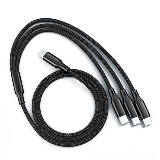 Wholesale Customize Usb Type C Cable 3 in 1 Multi Fast Charging Data Cable 3in1/3-in-1 Mobile Phone Charger Cable Three in One