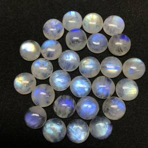 Igi พลอยมูนสโตนสีรุ้งธรรมชาติขนาด9มม. 10มม. เกรด AAA เรียบแบบเรียบหลวมทำหินอัญมณีสูง - Product Image 5