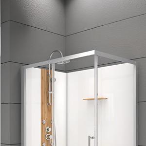 Cabina de Ducha Integrada Elegante con Puerta Corredera, Diseño Moderno, Marco de Aluminio, Plato de ABS - Solución de Baño Prefabricada - Product Image 2