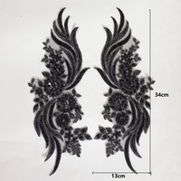 Appliques en dentelle de maille de luxe brodées de perles et de paillettes multicolores par paire pour robe de soirée LT2778A