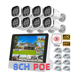 Kit de caméra de sécurité réseau IP POE TSEye 8CH 8MP 4K avec moniteur LCD, système de surveillance, étanche IP67 - Product Image 1